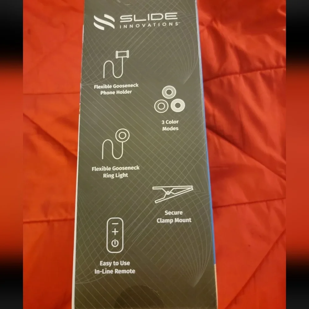 Slide Innovations FIRE! NIB! Portable Vlogger w/LED Ring Light/Phone Holder